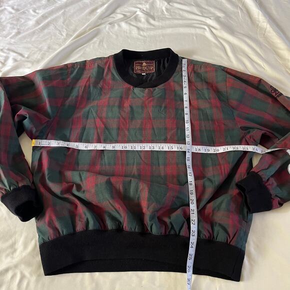 Vtg Y2K Red Green Tartan Plaid Pullover Windbreaker Sweatshirt Sz L Preppy - Picture 5 of 9